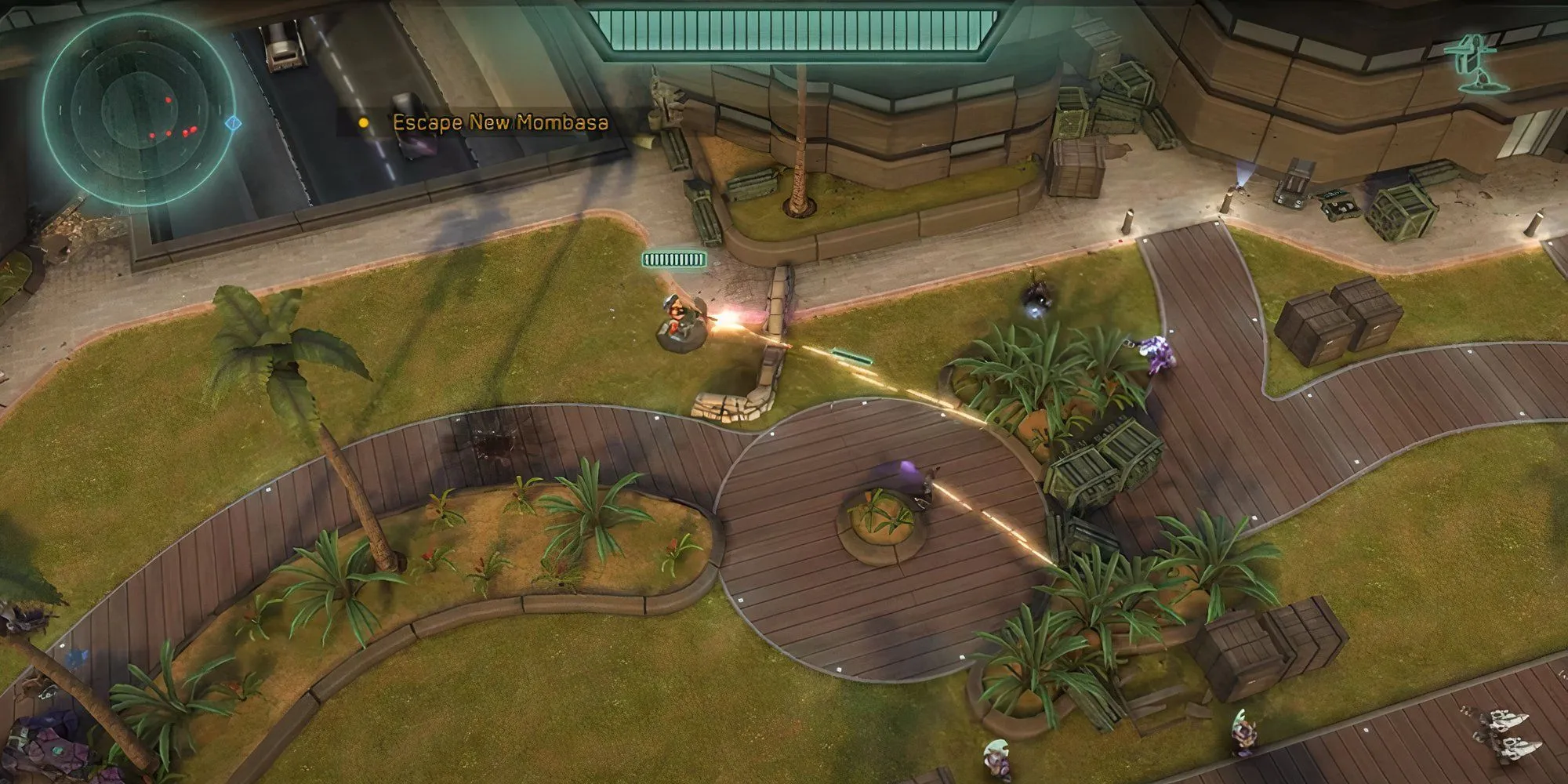 Bắn hạ kẻ thù Covenant từ tháp pháo trong nhiệm vụ của game Halo Spartan Strike