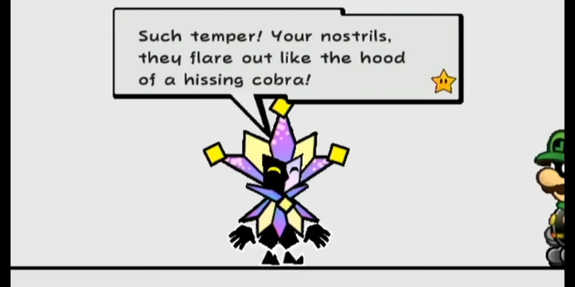 Dimentio nói chuyện với Mr. L trong game Super Paper Mario