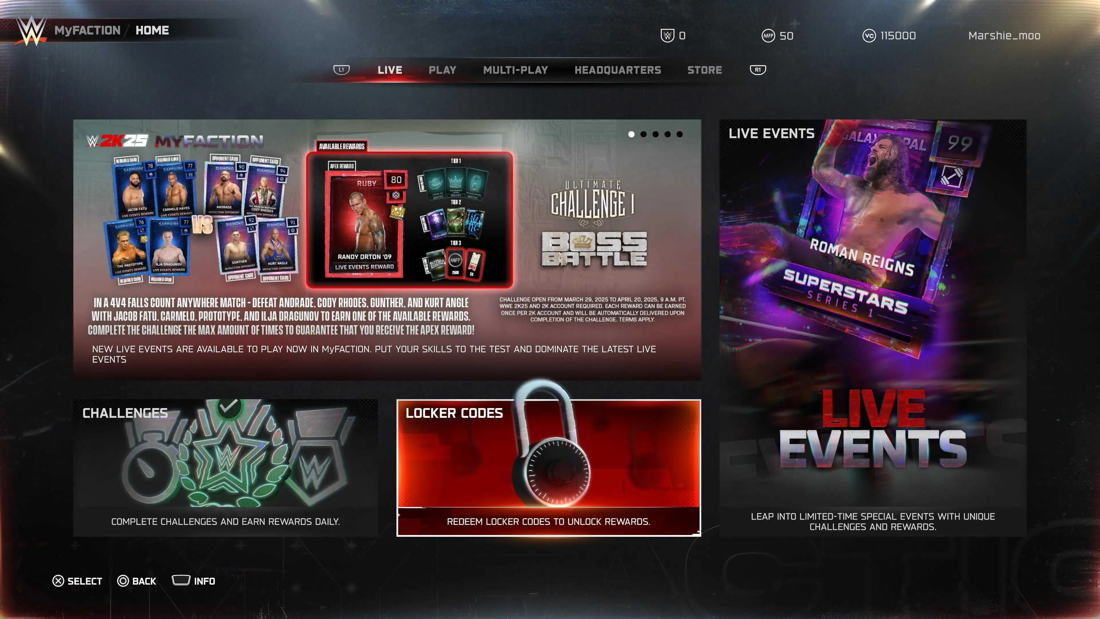 Giao Diện Menu Nhập Mã Code WWE 2K25