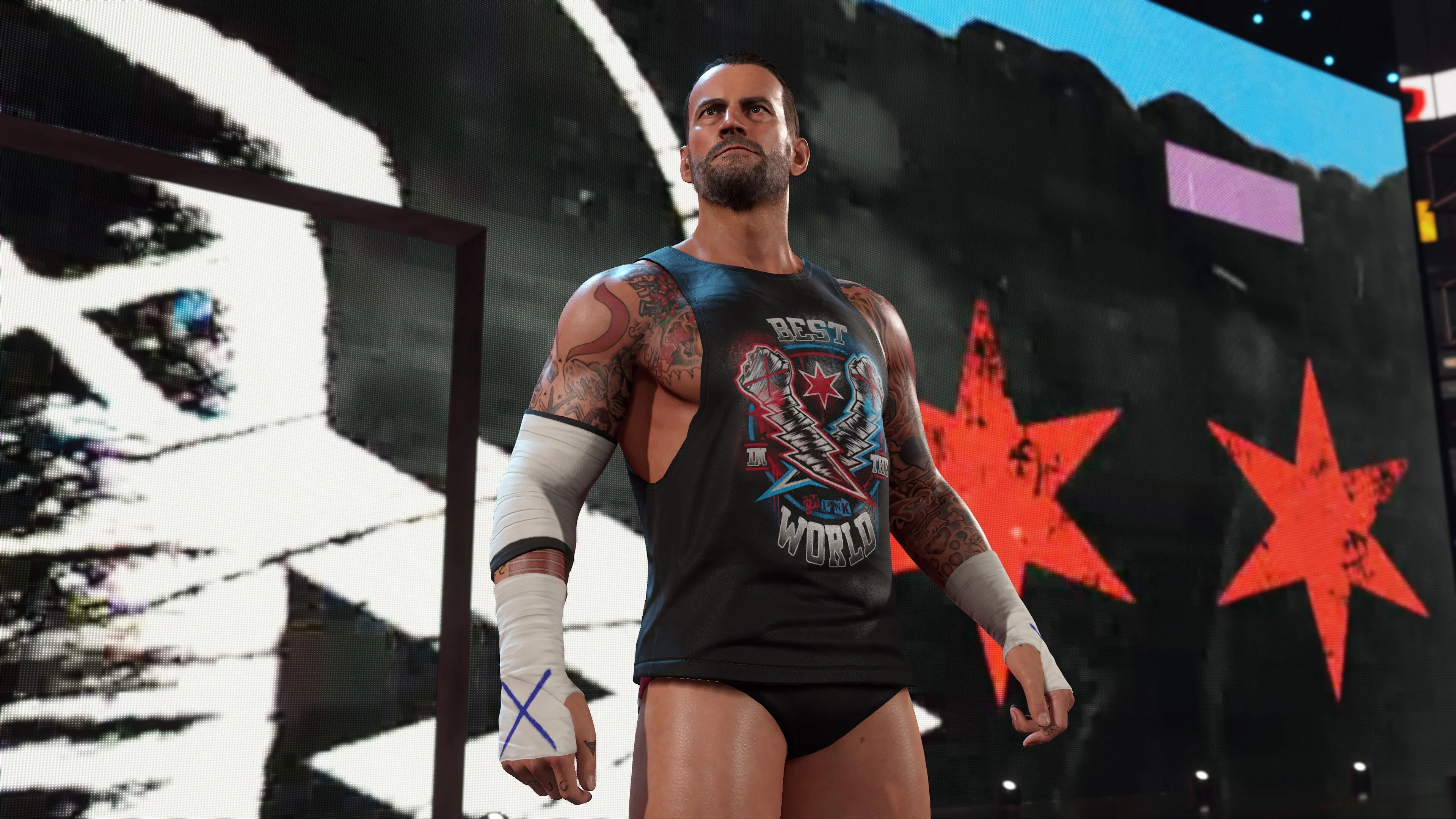 Hình Ảnh Mô Tả Bối Cảnh Sân Khấu Đấu Trường Rực Rỡ Trong Game WWE 2K25