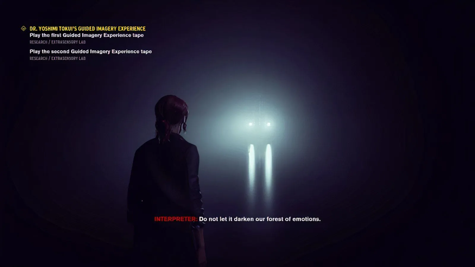 Jesse Faden trong phòng thí nghiệm Extrasensory Lab nơi tìm thấy nhiệm vụ Dr Tokui trong Control