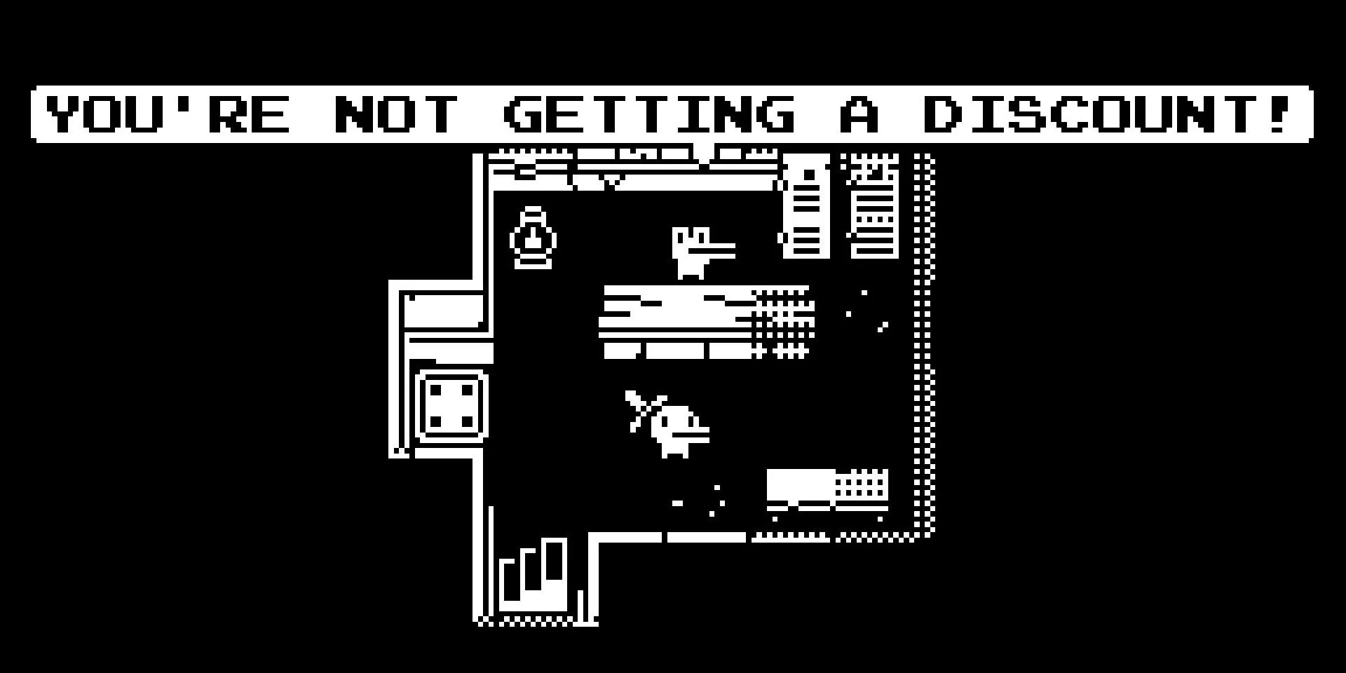 Khung cảnh pixel trong game Minit, nơi mỗi vòng chơi chỉ kéo dài 60 giây.