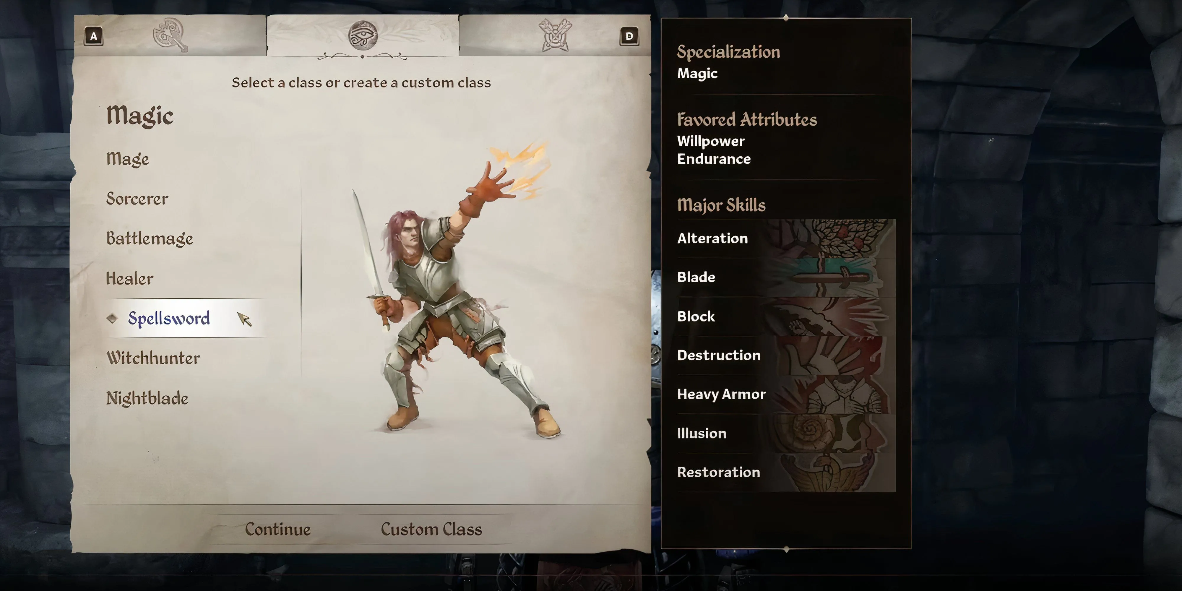 Lớp nhân vật Spellsword kết hợp phép thuật và cận chiến