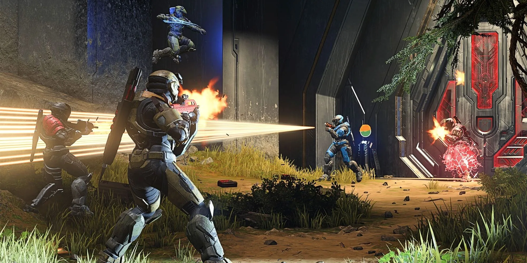 Một trận giao tranh multiplayer trong game Halo Infinite