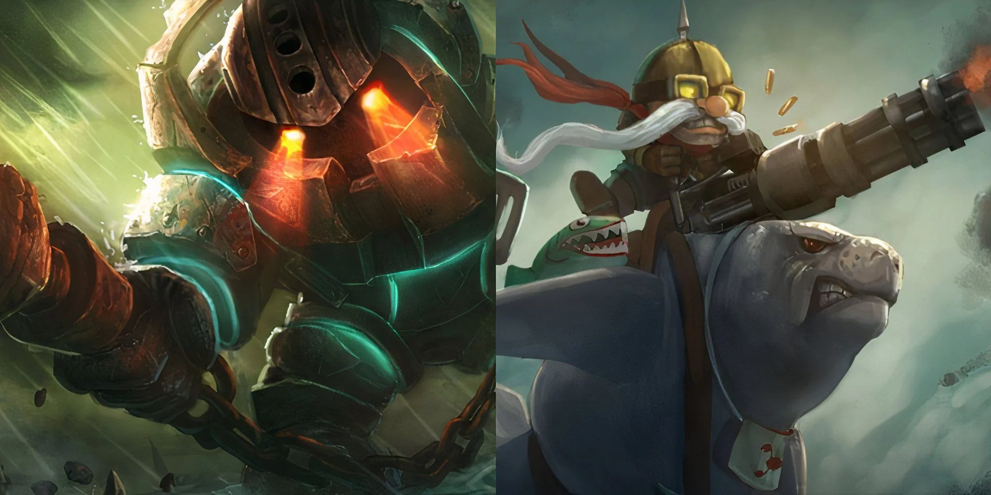 Nautilus và Corki phối hợp tấn công tại Bot Lane