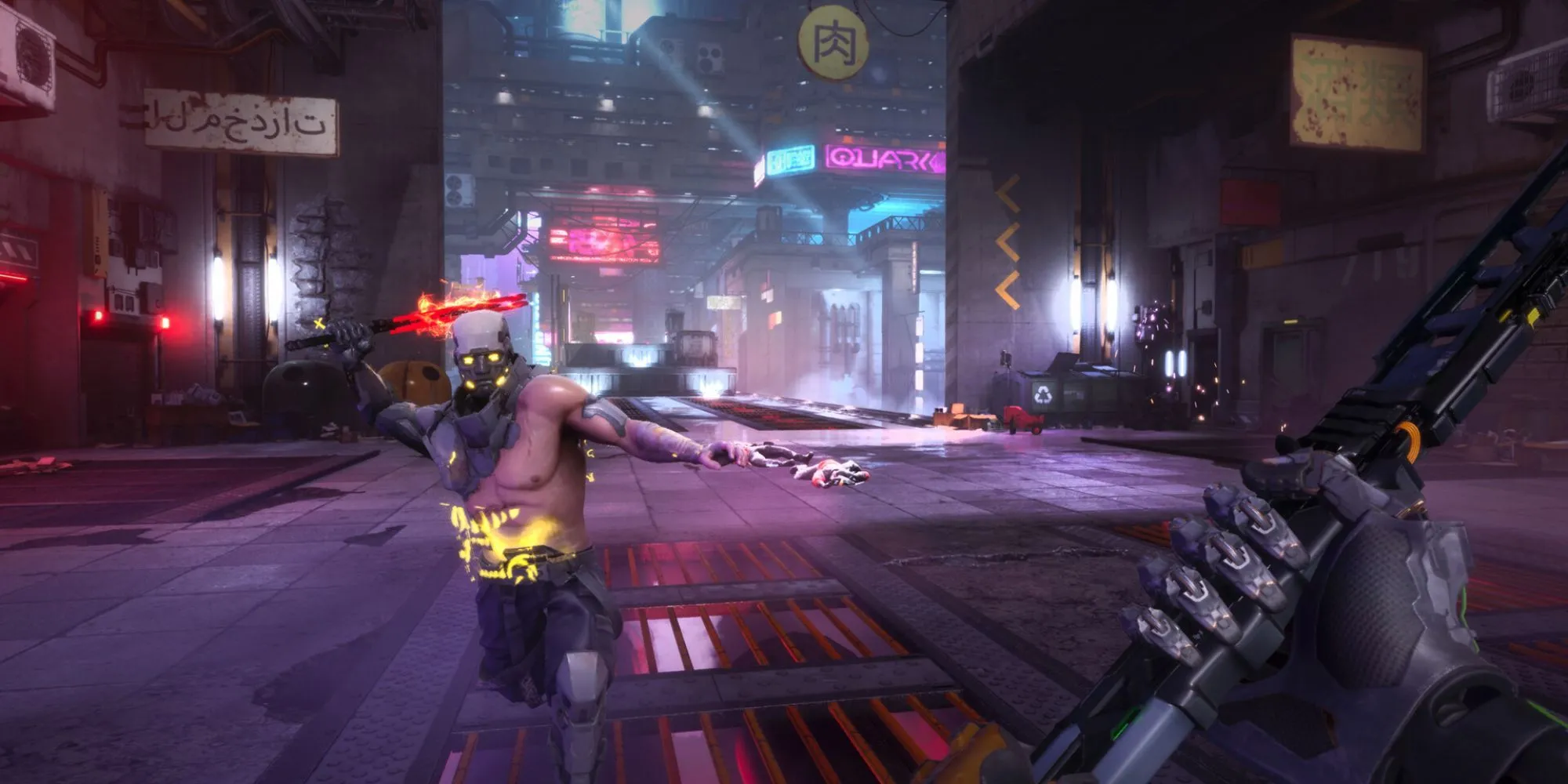 Nhân vật chính di chuyển tốc độ cao trong game Ghostrunner 2.