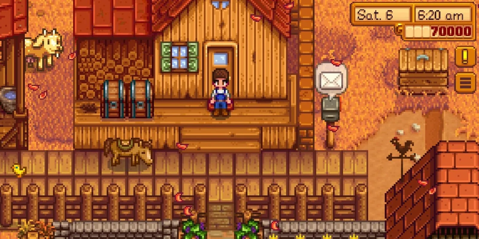Nông trại khởi đầu của người chơi trong Stardew Valley trên thiết bị di động.
