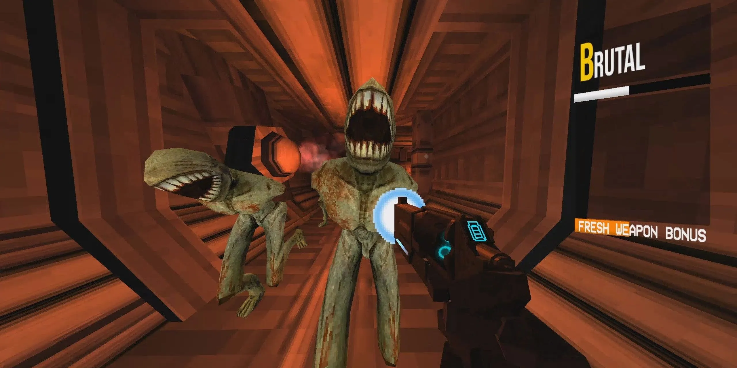 Robot V1 chiến đấu với lũ quỷ tốc độ cao trong game FPS ULTRAKILL.