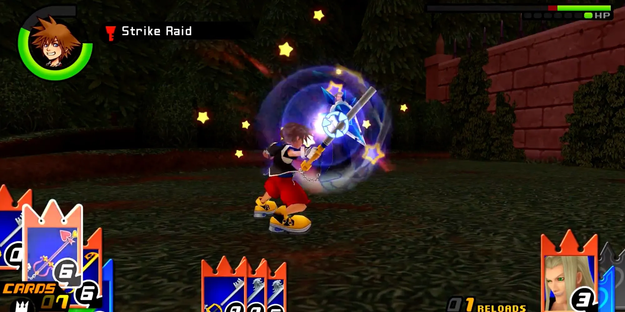 Sora and Vexen battle, card-style, in Kingdom Hearts: Re:Chain Of Memories