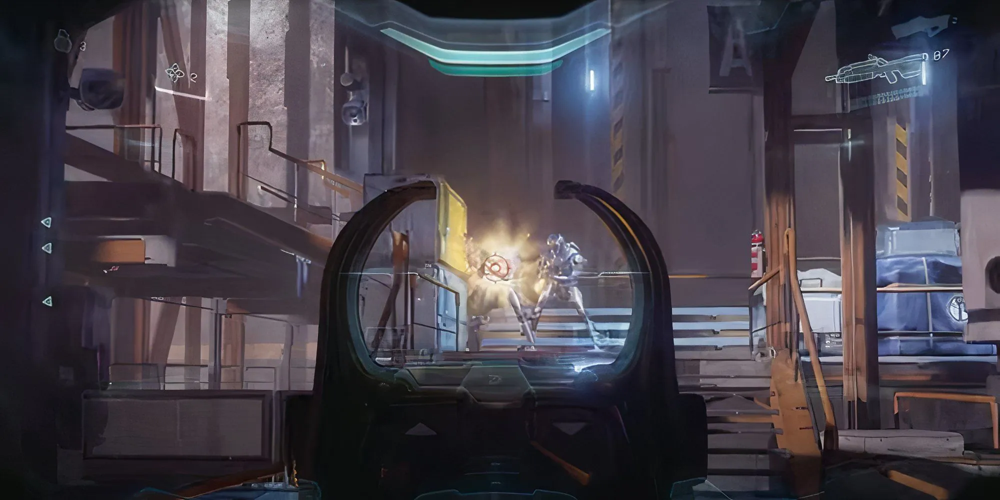 Spartan Locke chiến đấu với kẻ thù trong chiến dịch của game Halo 5 Guardians