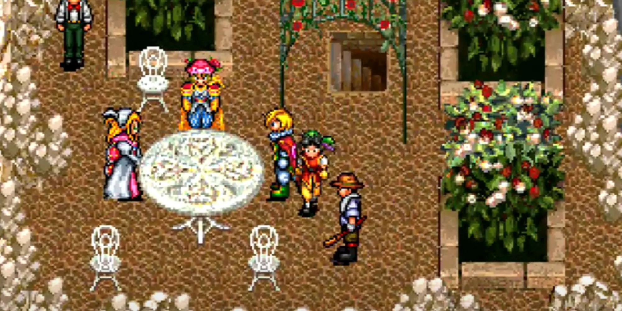 Suikoden Characters Standing Around A Table.