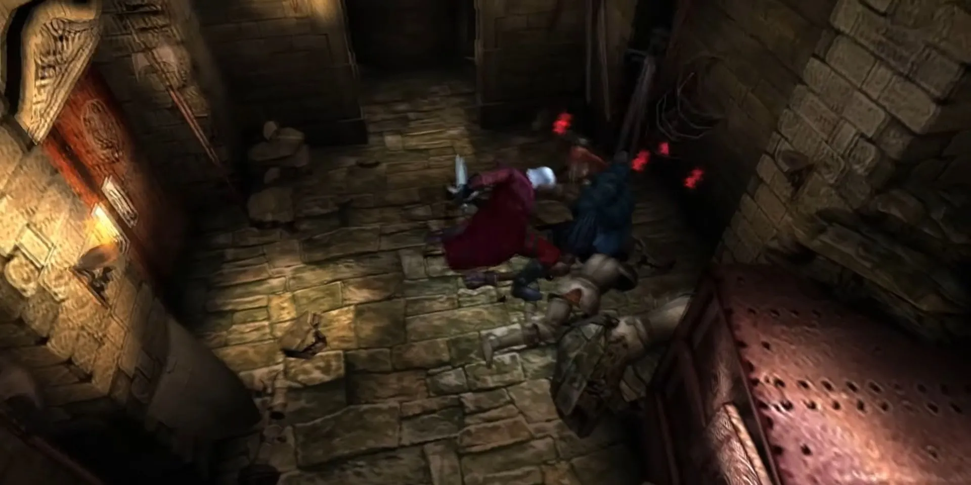 Thánh Dante nhận Hồng Ngọc (Red Orbs) khi phá vỡ đồ vật trong game Devil May Cry.