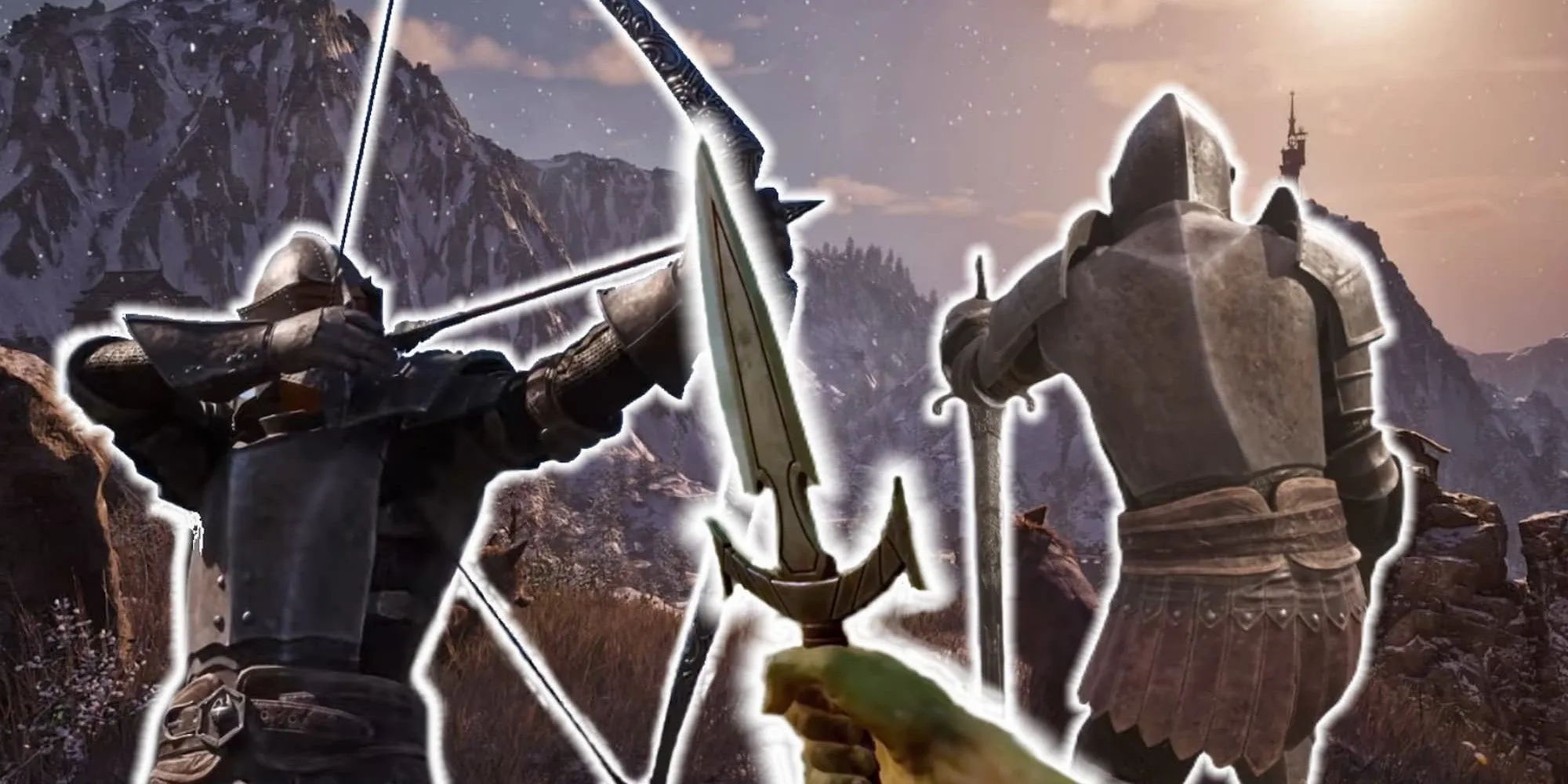 Vũ khí như dao găm, cung tên và kiếm xuất hiện trong giao diện của Oblivion Remastered