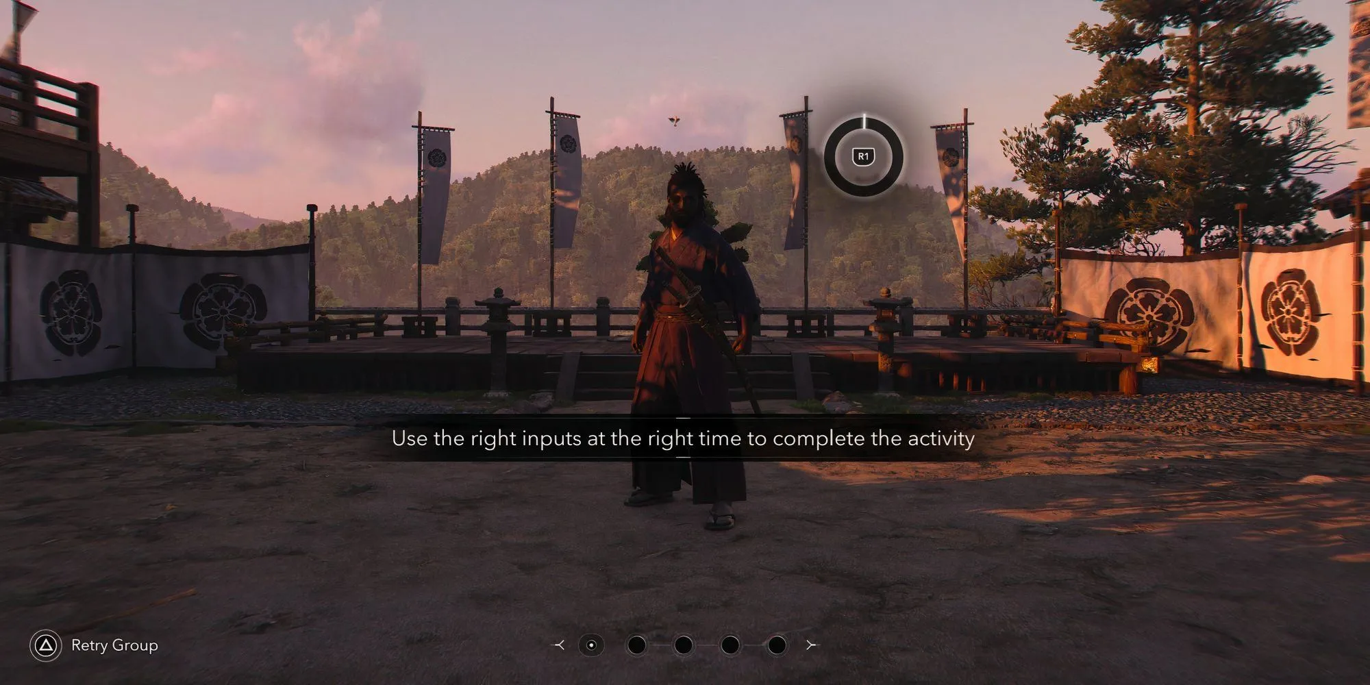 Yasuke thực hiện bài tập rèn luyện combo trong nhiệm vụ An Education Assassin's Creed Shadows