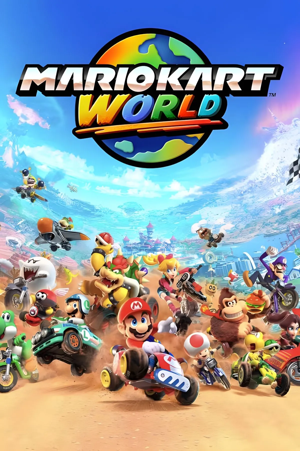 Ảnh bìa chính thức của tựa game đua xe thế giới mở Mario Kart World