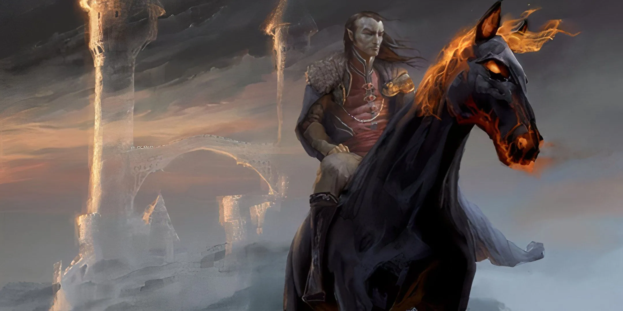 Bá tước Strahd Von Zarovich trên lưng ngựa, biểu tượng cho trùm cuối (BBEG) có mục tiêu đặc biệt trong nhiệm vụ D&amp;D.