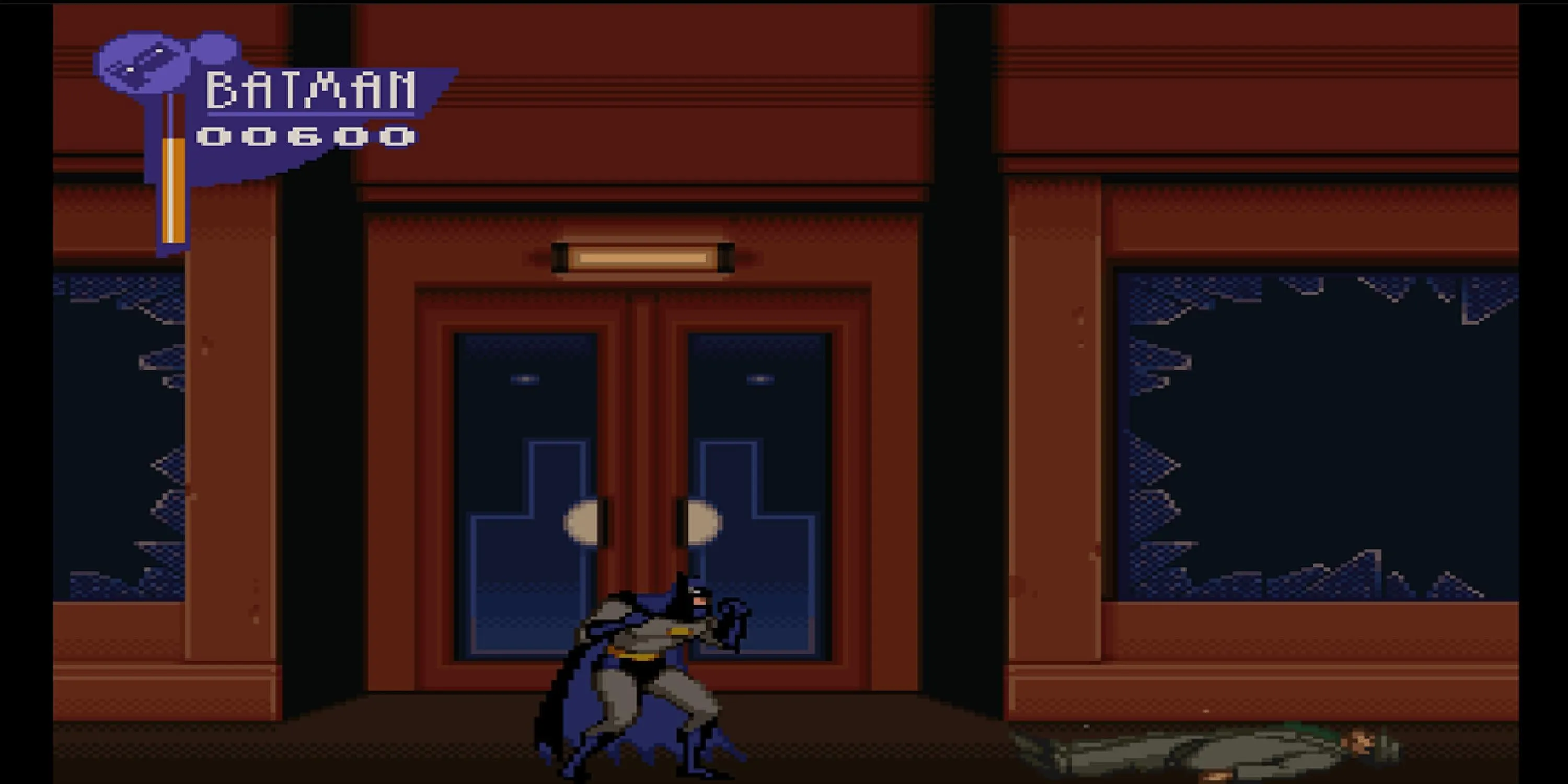 Batman sau cuộc chiến trên đường phố trong The Adventures of Batman and Robin, minh họa phong cách đồ họa đặc trưng của series hoạt hình.