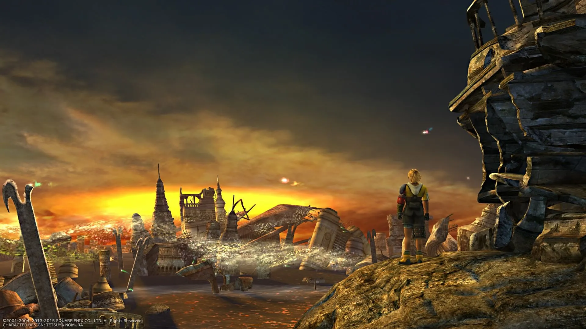 Cảnh chiến đấu trong Final Fantasy 10 với Tidus và Yuna.