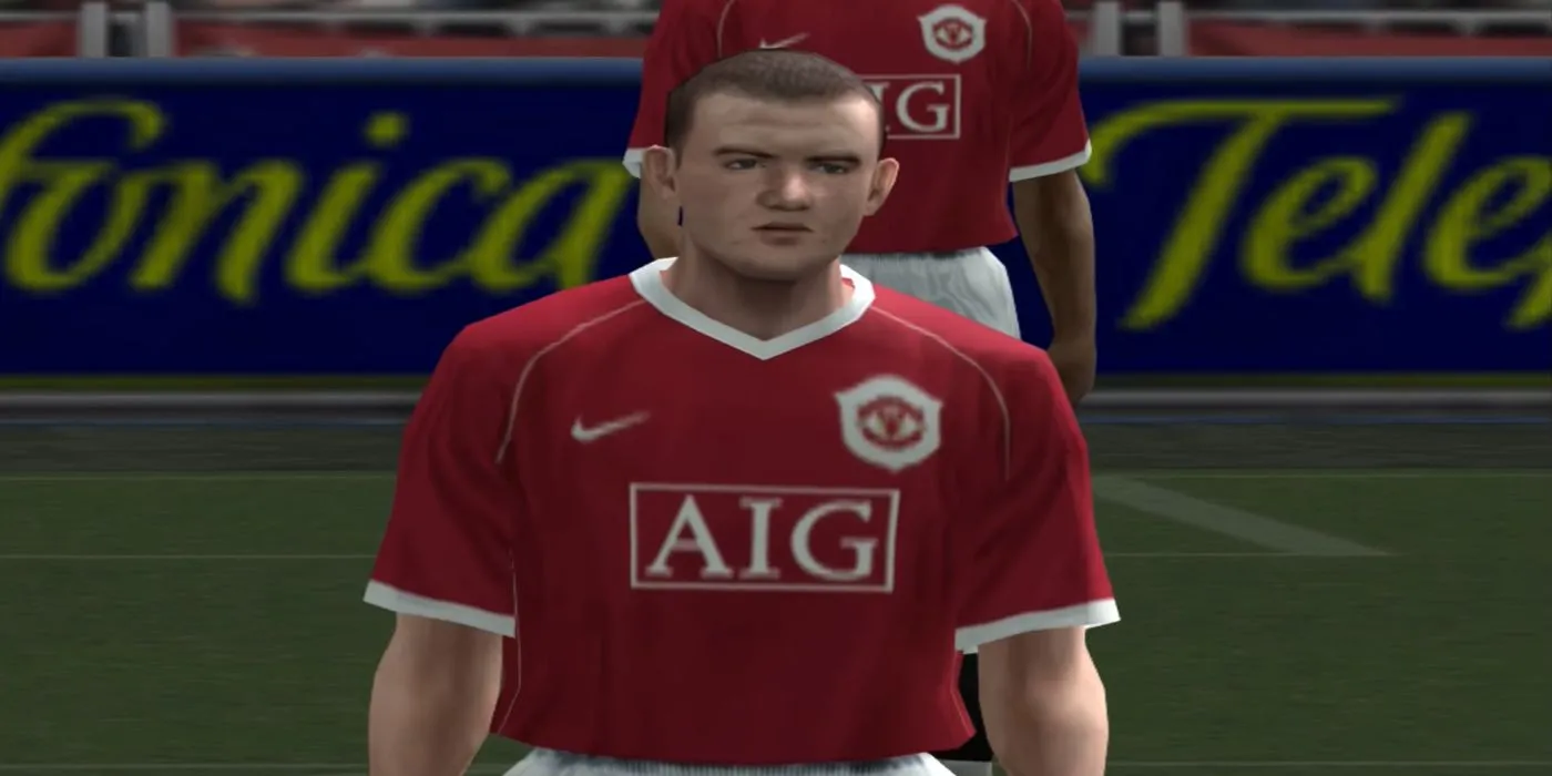 Cầu thủ Rooney trong khoảnh khắc thất vọng trên sân cỏ game Pro Evolution Soccer 6
