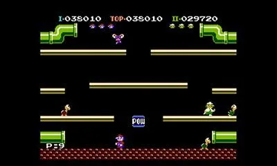 Gameplay của Mario Bros. phiên bản gốc trên hệ máy arcade.