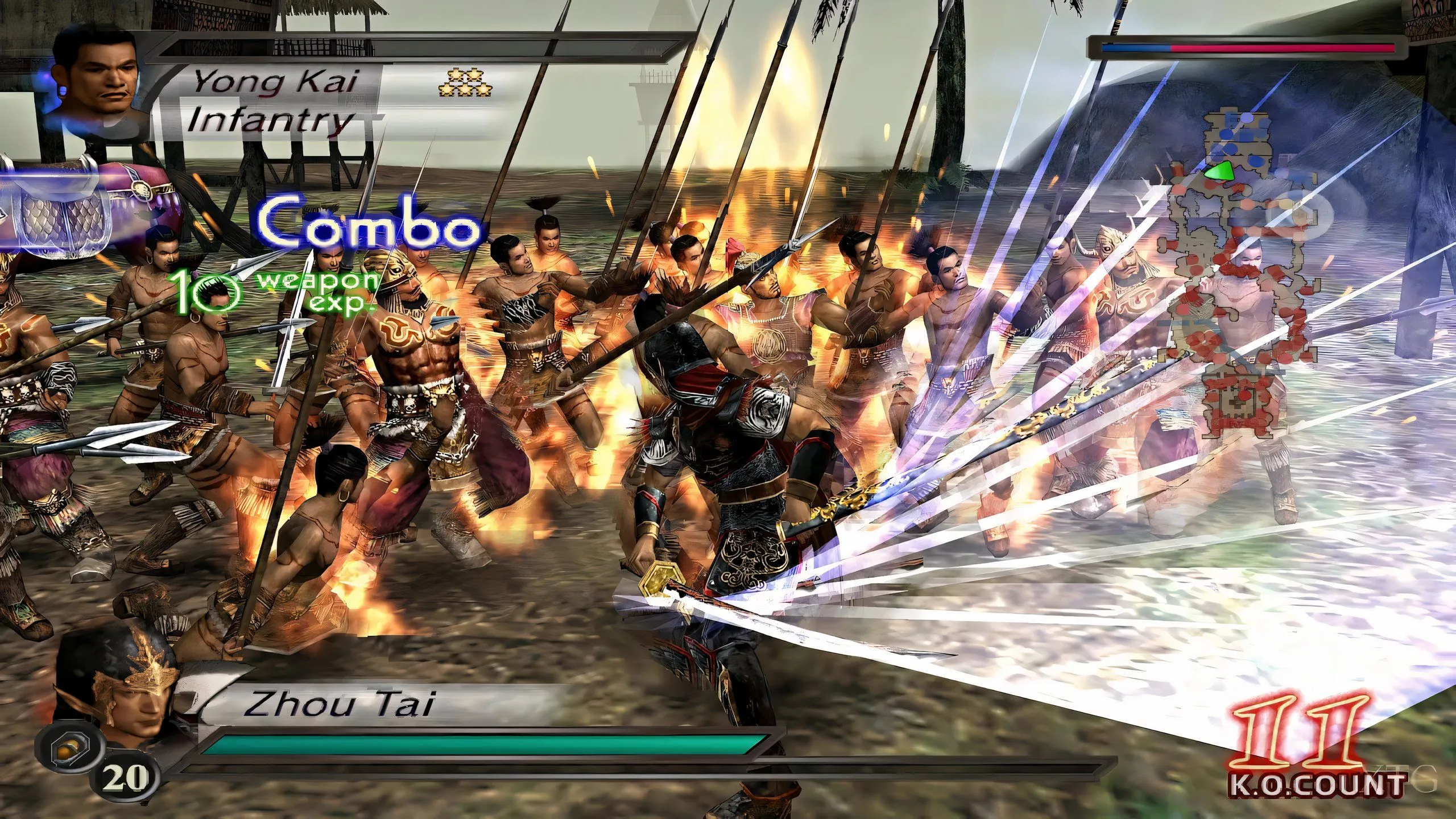 Hai nhân vật trong Dynasty Warriors 4 đang thực hiện pha đấu kiếm &quot;blade clash&quot; kịch liệt.