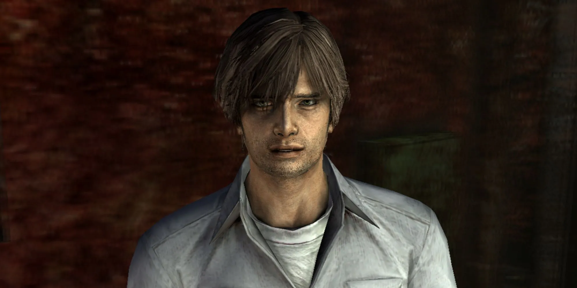 Henry Townshend với biểu cảm sợ hãi trong Silent Hill 4 The Room, thể hiện sự bất lực của một người bình thường trước những thế lực siêu nhiên