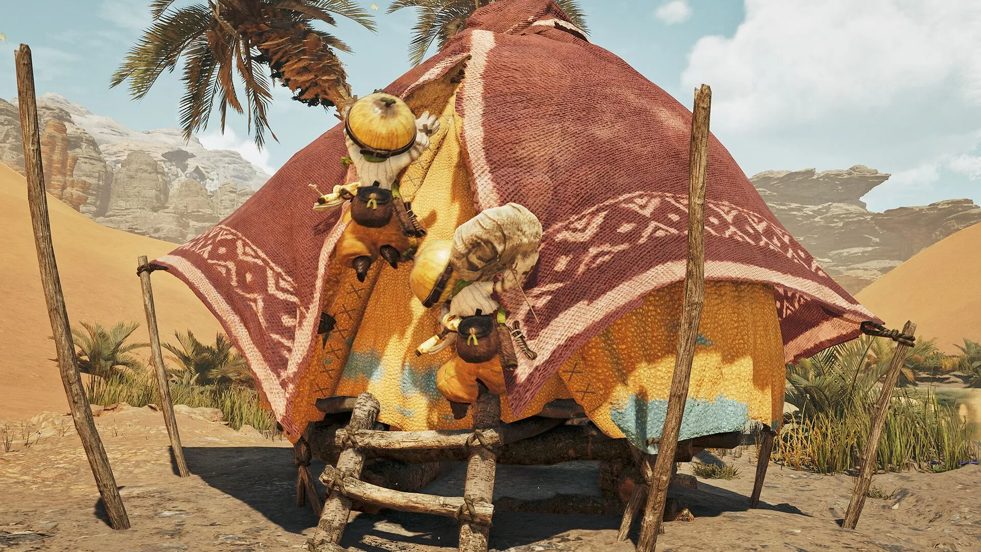 Hình ảnh báo chí thứ chín của Monster Hunter Wilds, giới thiệu các nhân vật hỗ trợ hoặc đồng hành