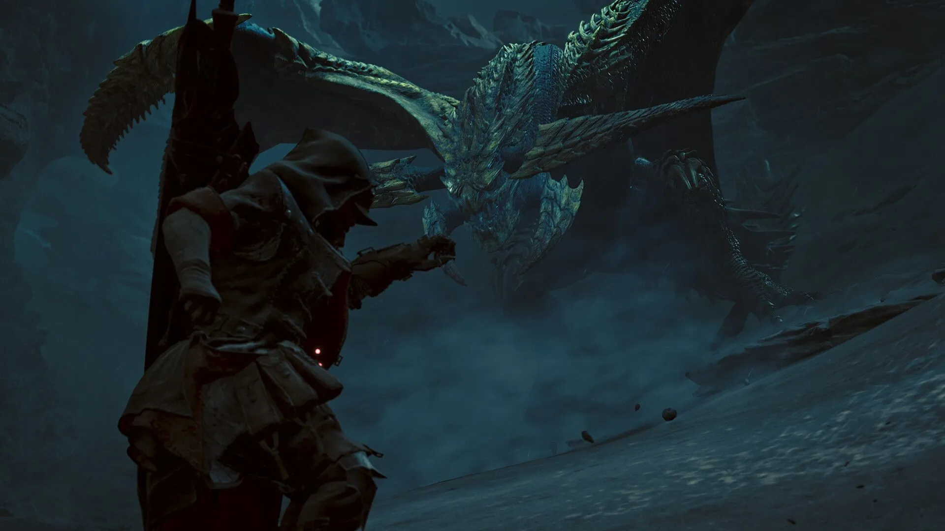 Hình ảnh báo chí thứ năm của Monster Hunter Wilds, phô diễn cảnh nhân vật cưỡi quái vật