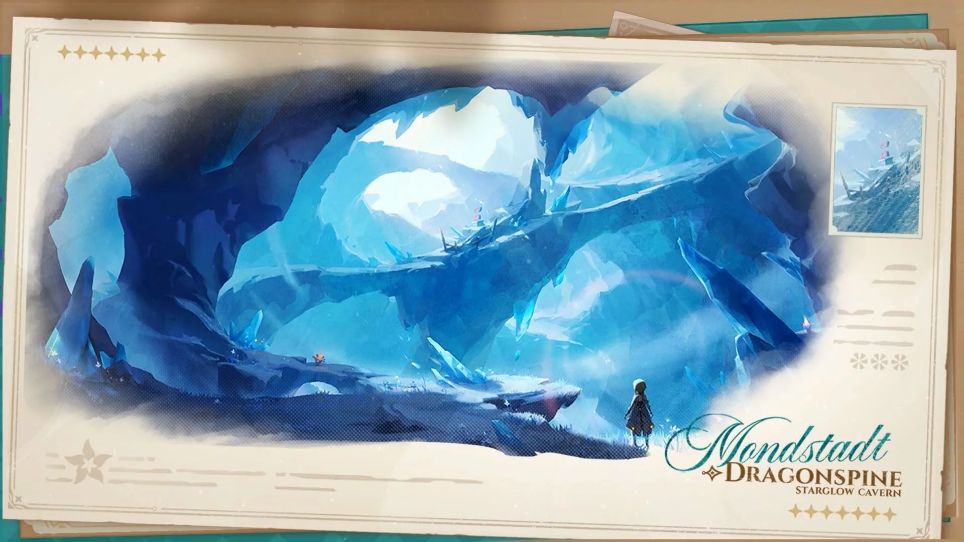 Hình ảnh concept art vùng Dragonspine lạnh giá trong Genshin Impact, sẽ được trưng bày tại Teyvat Expo