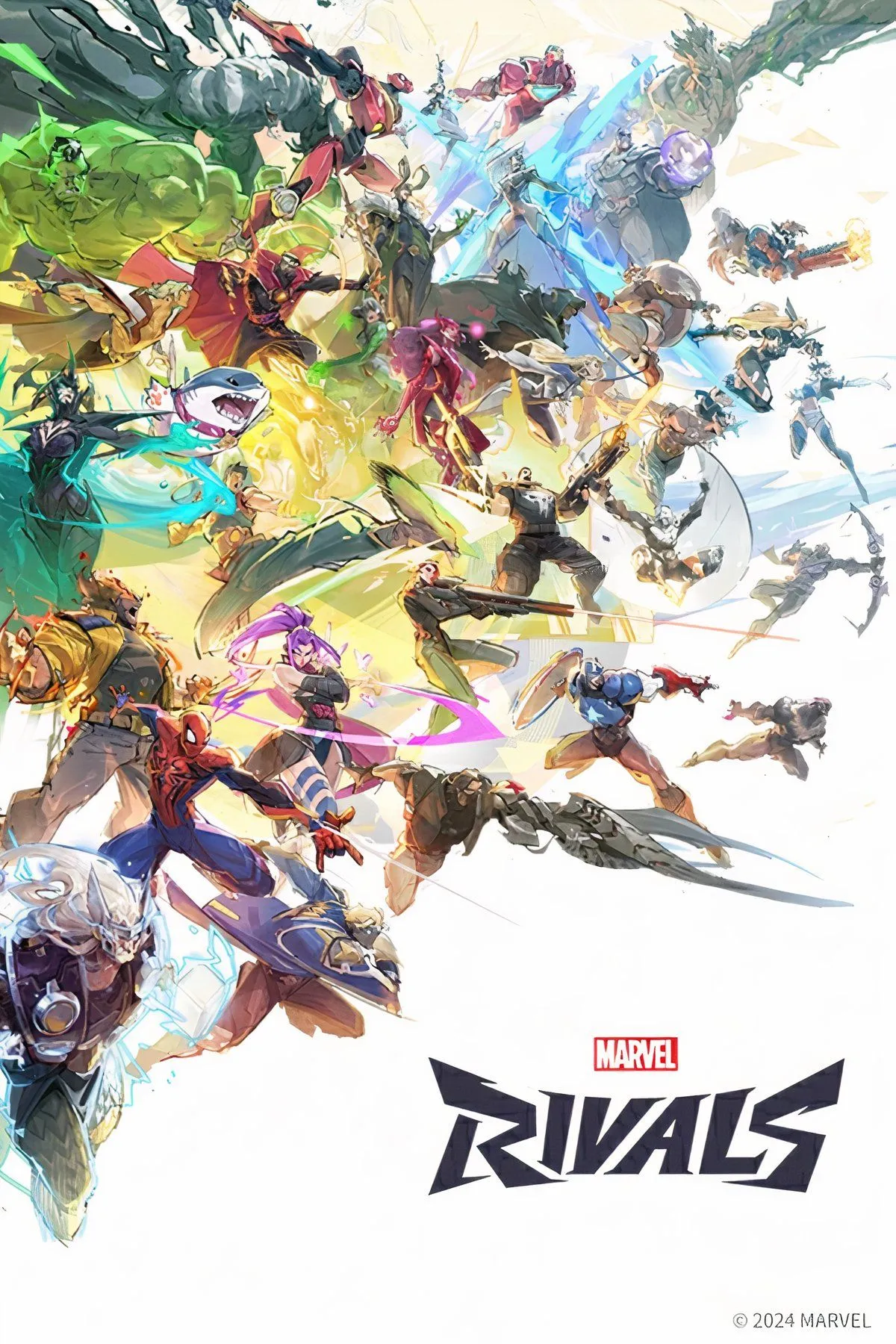Hình ảnh quảng bá cho game Marvel Rivals, giới thiệu dàn nhân vật siêu anh hùng