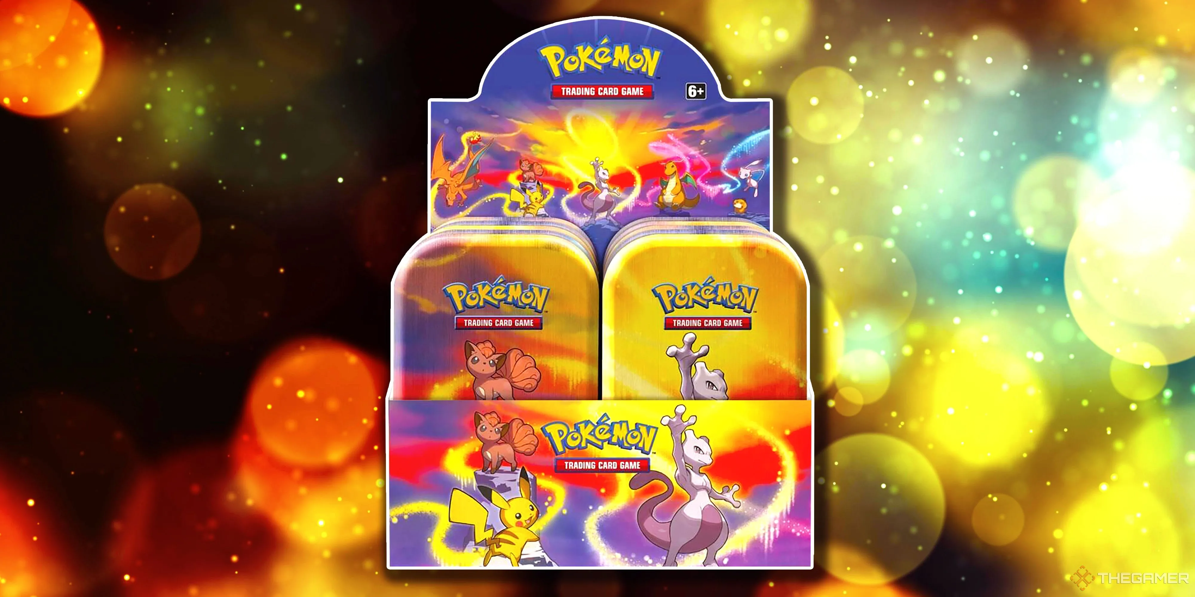 Hộp Mini Tin Display Kanto Power trong Pokémon TCG, trưng bày các hộp thiếc nhỏ mang phong cách vùng Kanto cổ điển, thu hút người chơi sưu tầm.