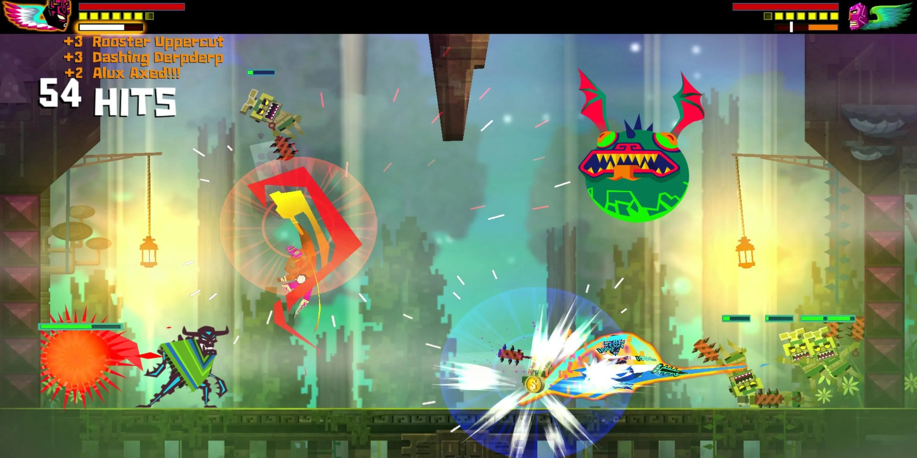 Juan, anh nông dân biến hình thành luchador, tung đòn đánh mạnh mẽ trong Guacamelee!