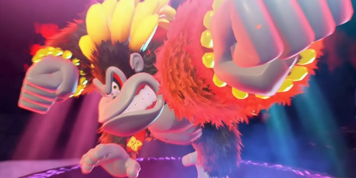 Kích hoạt biến hình Kong Bananza để phá hủy chướng ngại vật cứng trong Donkey Kong Bananza