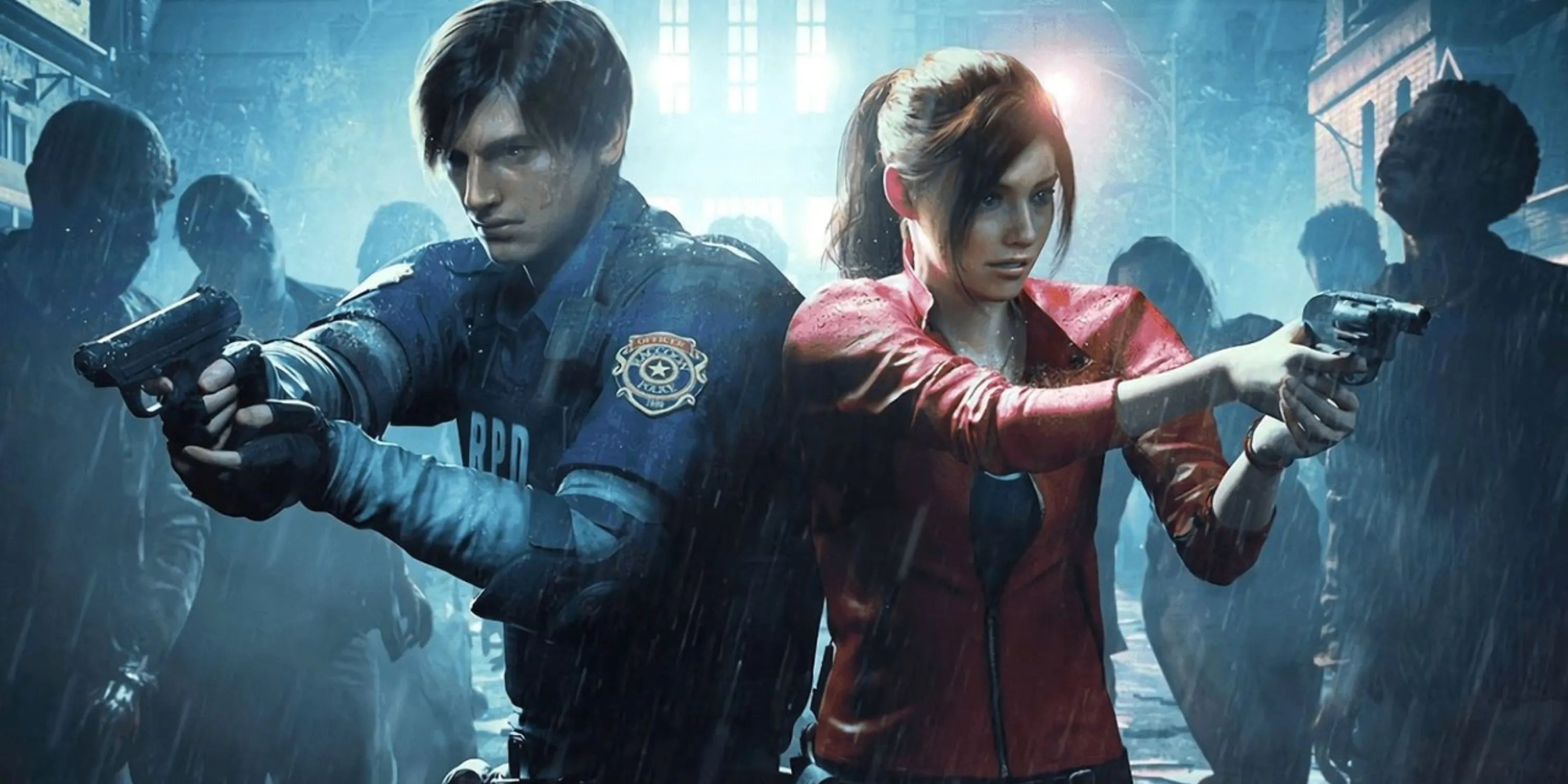 Leon S. Kennedy và Claire Redfield chiến đấu chống zombie trong Resident Evil 2 Remake