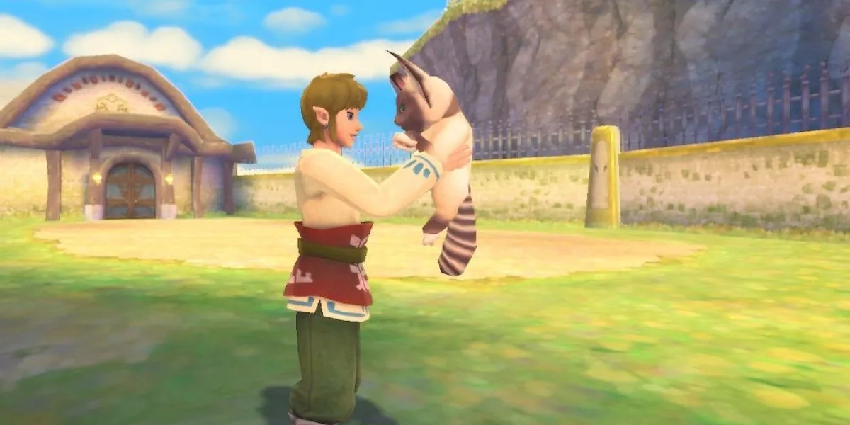 Link nhẫn tâm ném Remlit khỏi Skyloft trong The Legend of Zelda Skyward Sword.