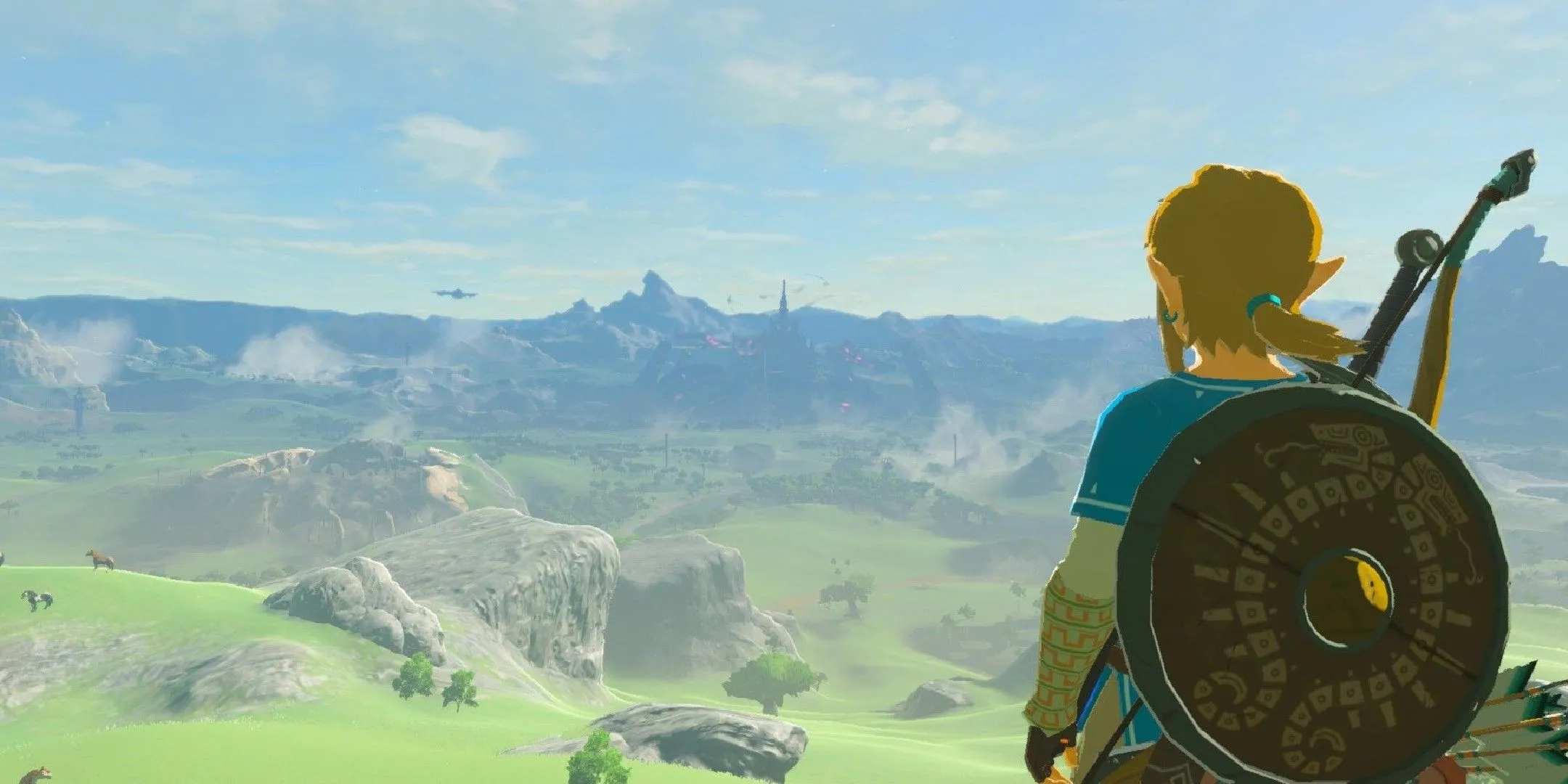 Link trầm tư nhìn ra thế giới rộng lớn Hyrule, nơi anh đã gây ra không ít 'tội lỗi' bất đắc dĩ.