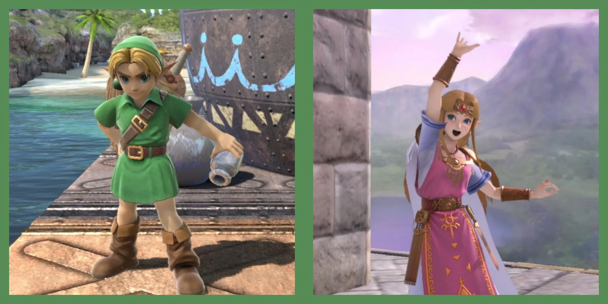 Link và Công chúa Zelda trong game Super Smash Bros. Ultimate thể hiện sức mạnh của Triforce