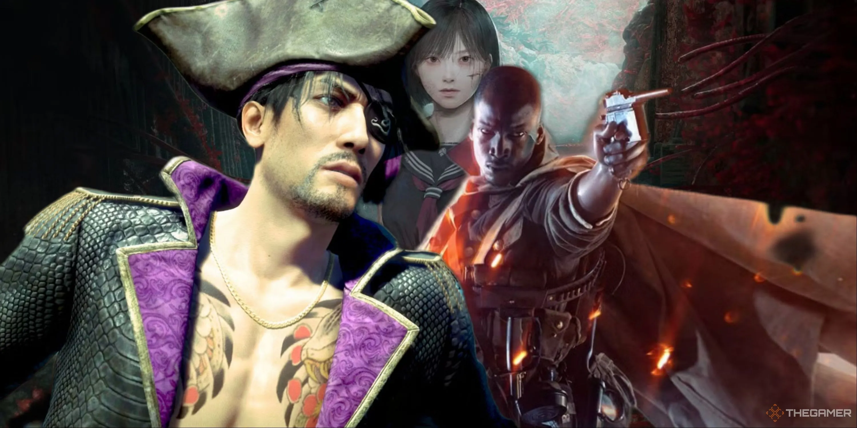 Majima cướp biển, Hinako từ Silent Hill f và nhân vật Battlefield 1 minh họa các tên game gây hiểu lầm