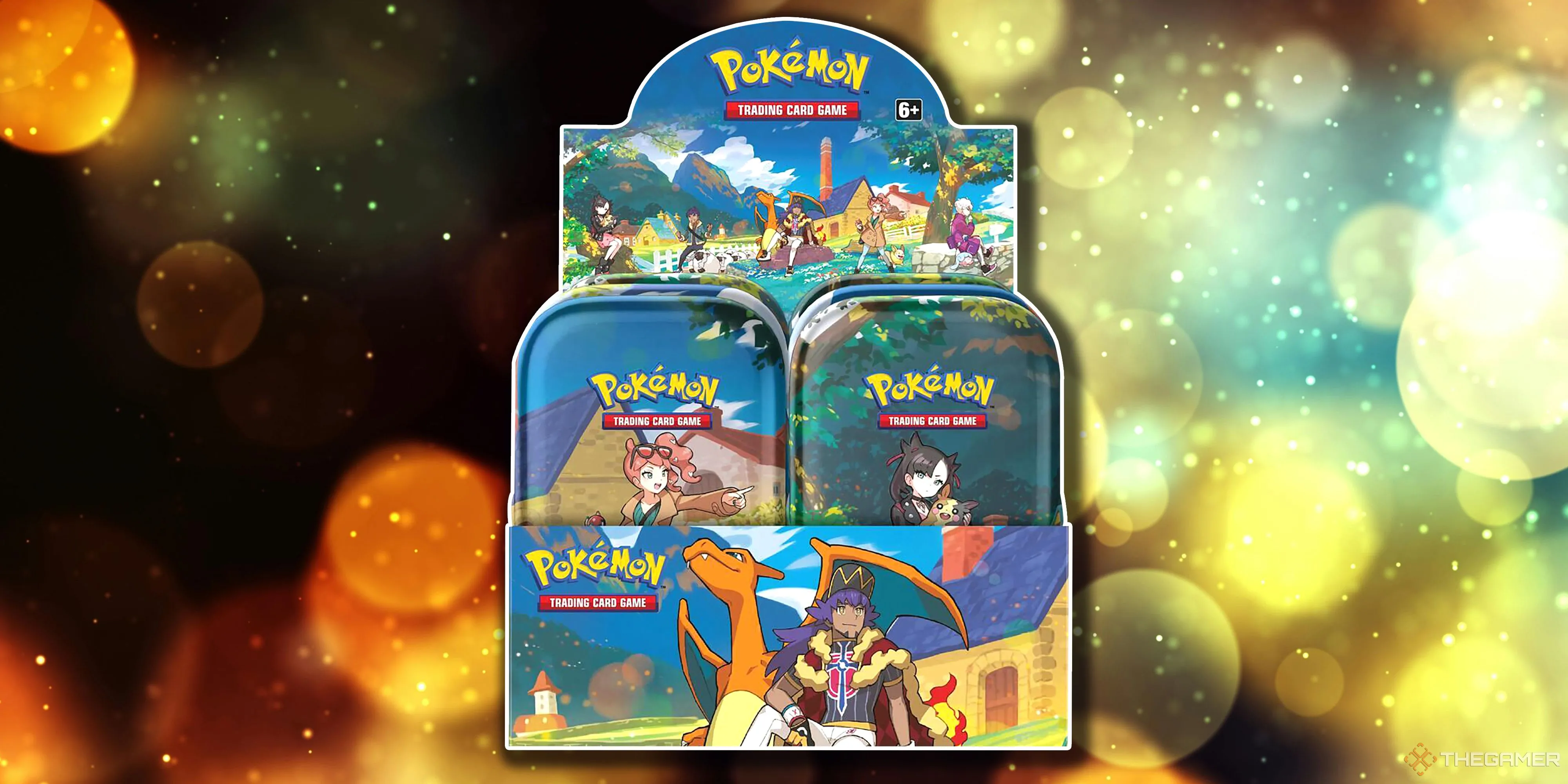 Mô hình Mini Tin Display Crown Zenith của Pokémon TCG, trưng bày các hộp thiếc nhỏ của bộ bài đặc biệt với nhiều thẻ hit tiềm năng nhất.