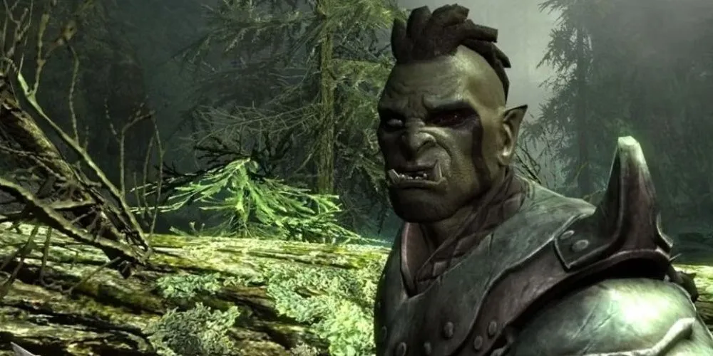 Một chiến binh Orc (Orsimer) trong thế giới Skyrim của The Elder Scrolls