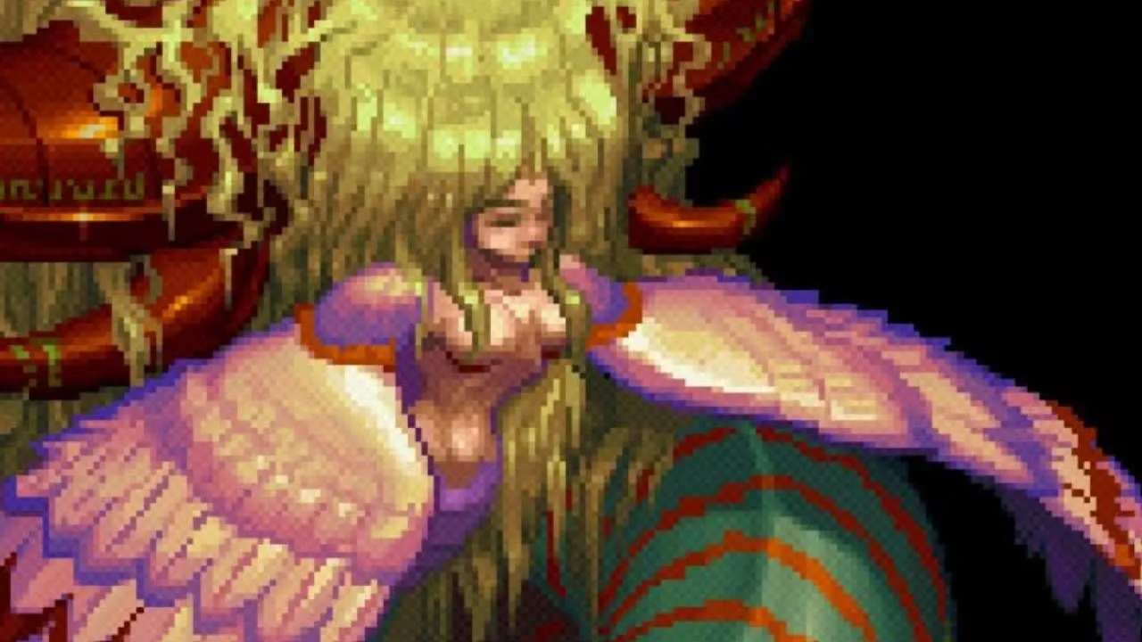 Myria trong dạng trùm cuối game Breath of Fire 3, tạo hình đáng sợ.