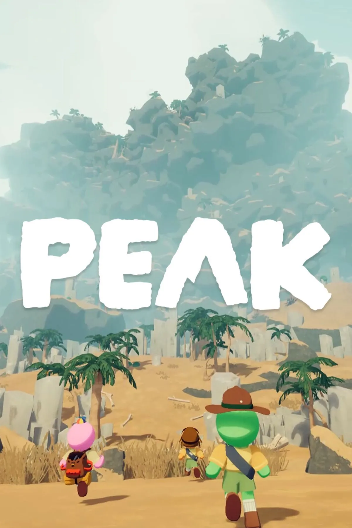 Nhân vật đầy màu sắc trong trang phục trinh sát đang chinh phục đỉnh núi cao trong game phiêu lưu Peak.