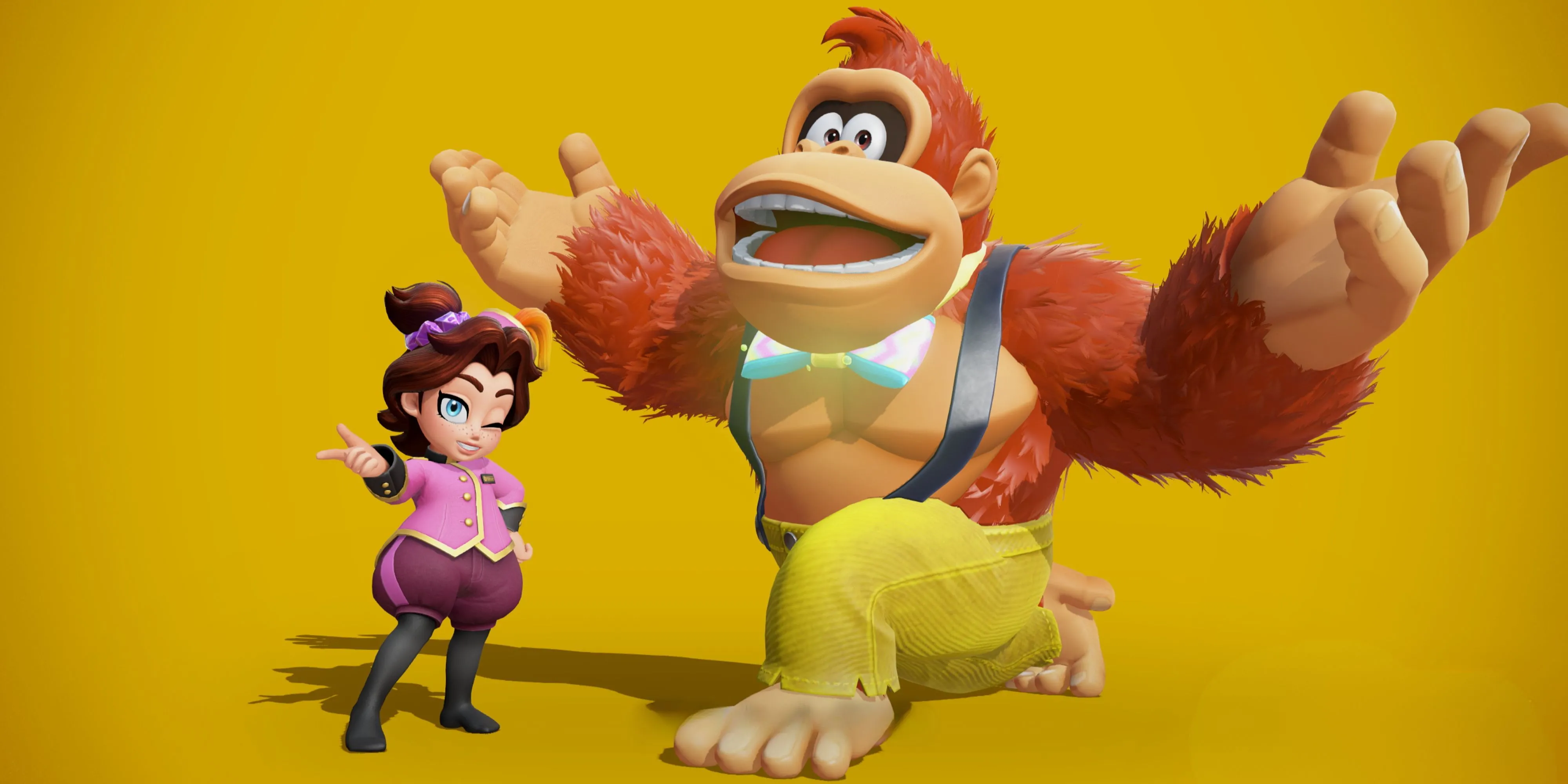 Pauline và Donkey Kong tạo dáng quảng bá cho game Donkey Kong Bananza trên Nintendo Switch 2