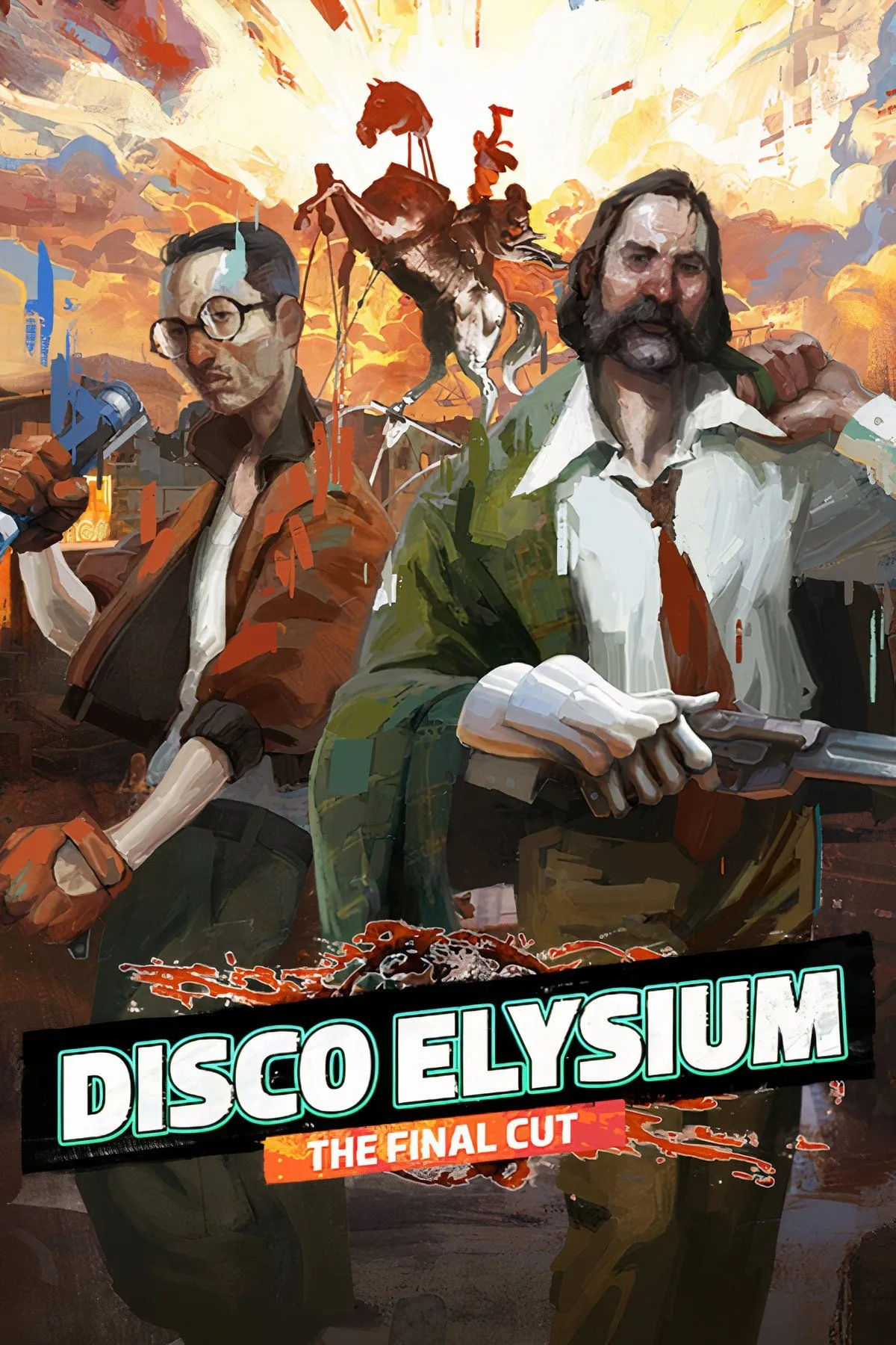 Phong cách đồ họa độc đáo của Disco Elysium với nhân vật thám tử Harrier Du Bois trong bối cảnh giả tưởng.