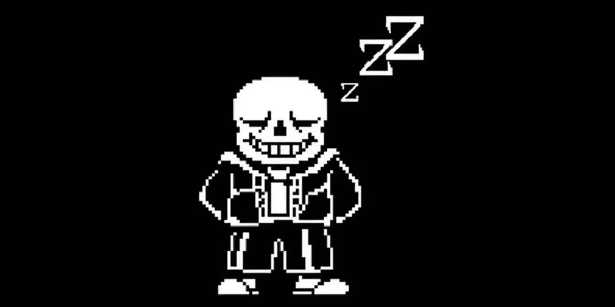Sans ngủ gật với tay đút túi quần trong Undertale.