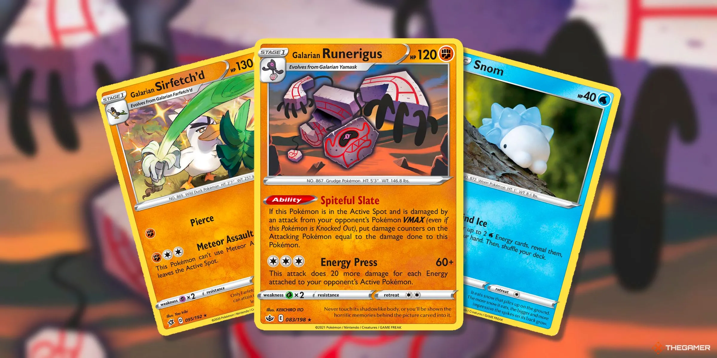 Sirfetch'd, Runerigus và Snom, ba Pokemon Galar ít xuất hiện trên thẻ bài Pokemon TCG