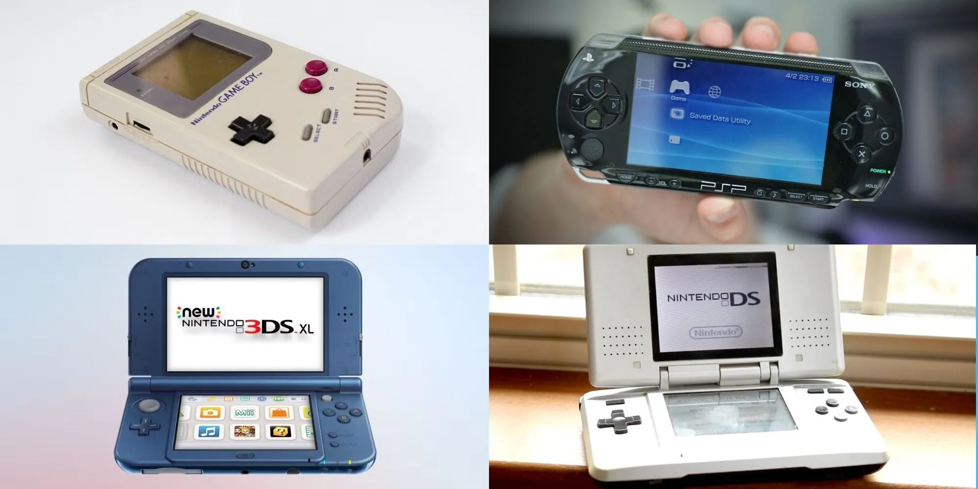 So sánh kích thước các hệ máy chơi game cầm tay Game Boy, PSP và New 3DS XL
