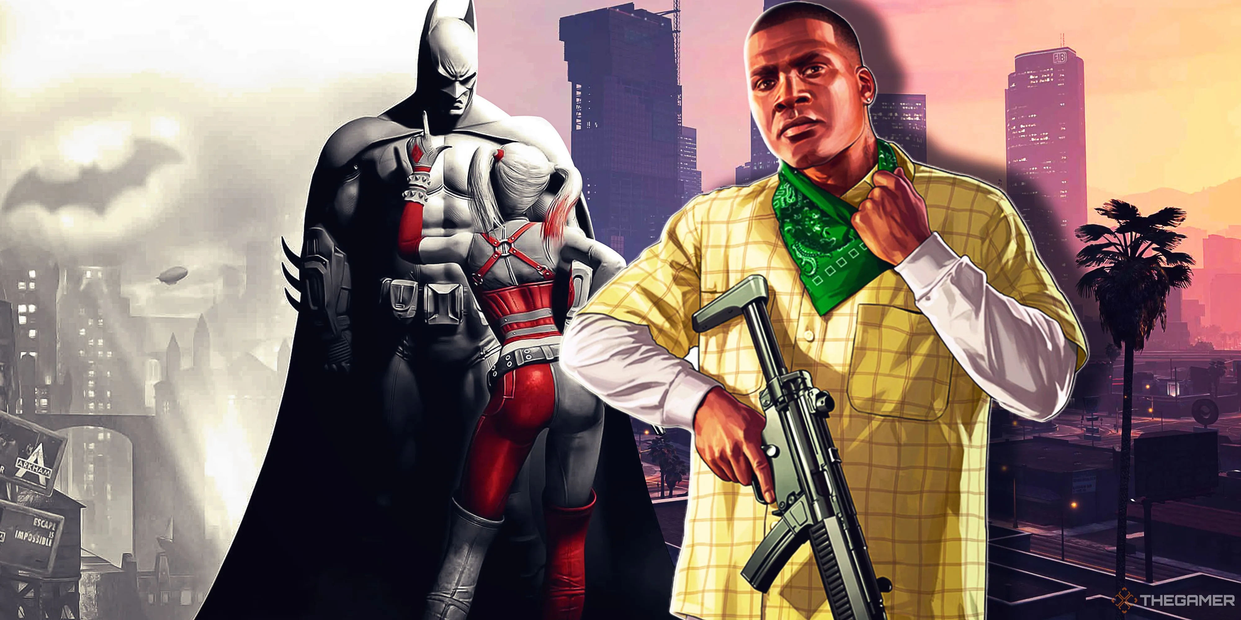Thành phố hư cấu tiêu biểu trong game như Gotham của Batman Arkham City và Los Santos trong Grand Theft Auto V.
