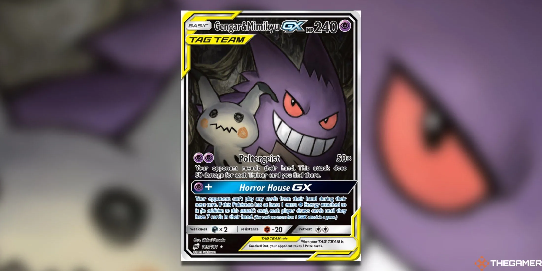 Thẻ bài Pokemon TCG Gengar &amp; Mimikyu GX Alternate Art từ Team Up, phiên bản nghệ thuật độc đáo và giá trị cao nhất.