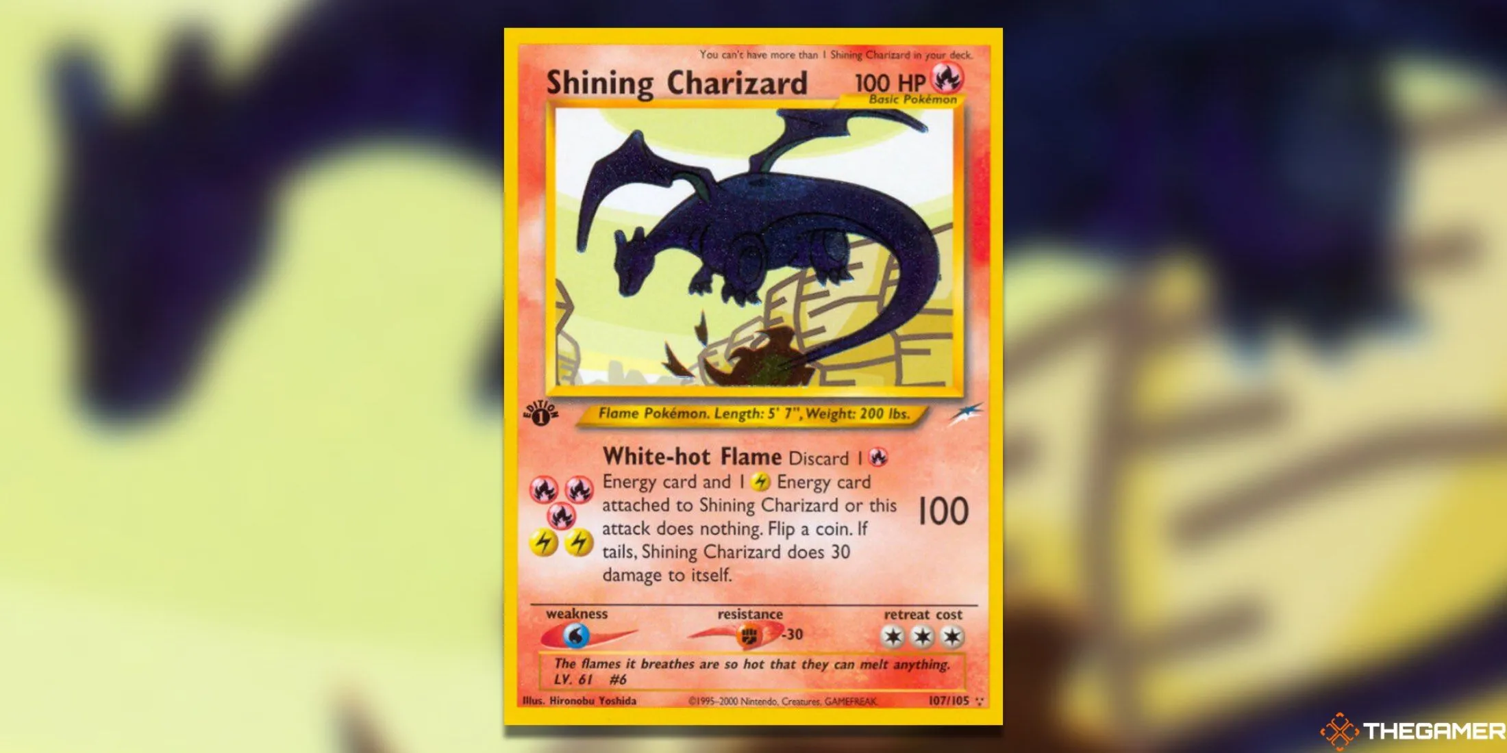 Thẻ bài Shining Charizard từ bộ Neo Destiny của Pokemon TCG, là thẻ bài đắt giá nhất kỷ nguyên Neo nhờ sự hiếm có và sức hút từ Charizard.